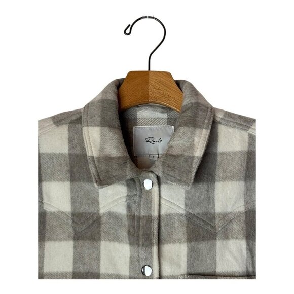Rails Shirt Jacket Women Small Gray Ivory Tripp Shacket Plaid Flannel Cowgirl - Picture 4 of 15